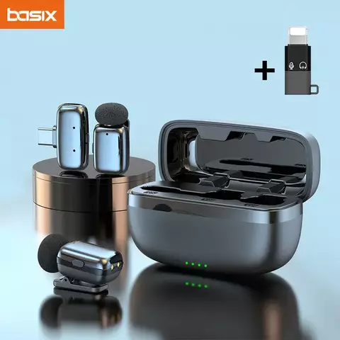 Microfone de Lapela Basix Sem Fio com Case – Áudio Profissional Portátil