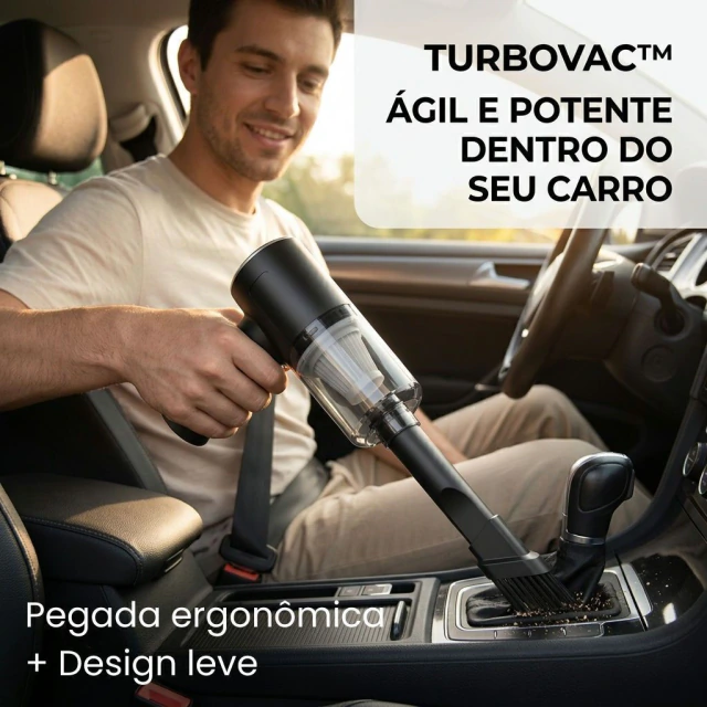 TurboVac sendo utilizado no interior do carro