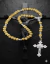Terço Madeira Quadrados Espírito Santo Crucifixo Artesanal - loja online