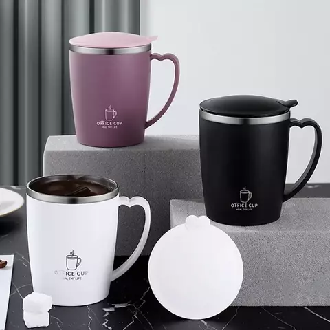 Caneca térmica de 350ml, xícara de café de aço inoxidável 304 com alça, garrafa