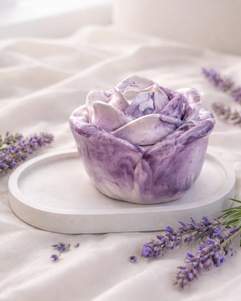 VELA POTE DE FLOR COR MARMORIZADA | LAVANDA E CIPRESTE - comprar online