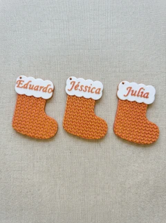 Enfeite de Meia de Natal de Tricô Personalizável
