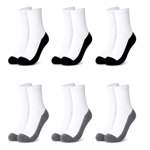 2 Kits - 6 Pares - Meia Solado Preto ou Cinza