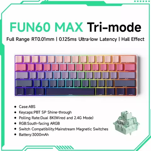 Akko MonsGeek FUN60 Teclado Mecânico Interruptor Magnético 60% Teclados para Jog