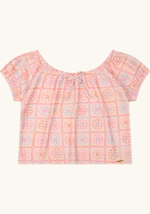 Blusa ciganinha em malha honey estampado - comprar online