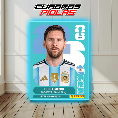 CUADRO MESSI FIGURITA CELESTE CON LED NEÓN - comprar online