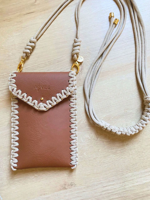 Lisboa Phone Bag | Marrom e Bege