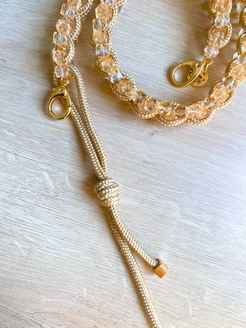 Alça Cordão de Cristal | 120cm Dourada