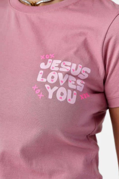 tshirt Jesus loves you rose - comprar online