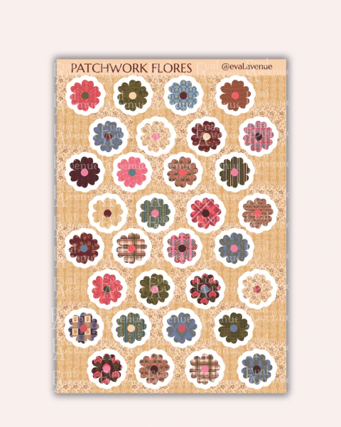 Plancha de Stickers 'Patchwork Flores'