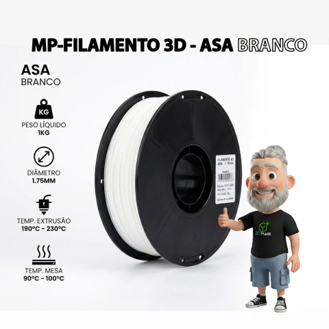 Mp - Filamento 3D - ASA Branco 1kg (1.75mm) Der 4