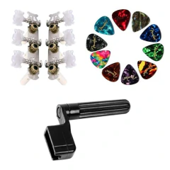 Kit Acessórios Violão Tarraxa +Enrolador +10 Palhetas