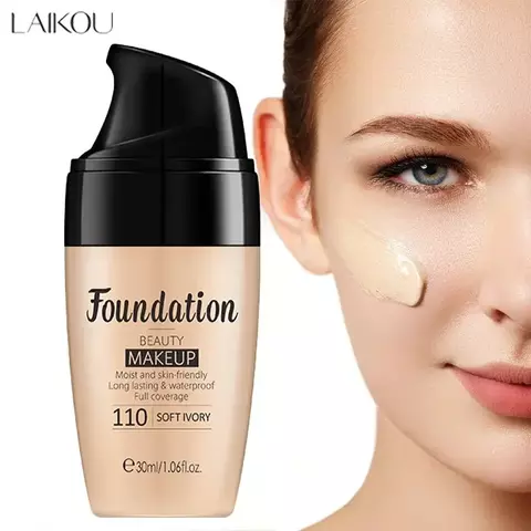 LAIKOU Base Líquida Hidratante de Longa Duração Comestics Facial Natural Ilumina