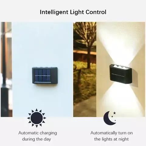 Luz solar led, lâmpada de parede impermeável ao ar livre, iluminação da cerca do