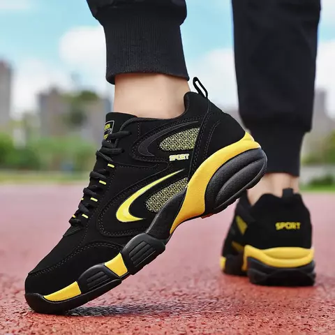 Tênis masculino moderno em bloco de cores, plus size, confortável, confortável,