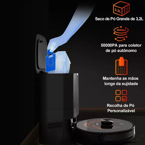 Aspirador de pó robô ABIR K30, estação vazia automática, lidar a laser, aspiraçõ