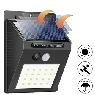 Luminária Solar 20 LED com Sensor de Presença – Iluminação Externa Impermeável para Rua, Varanda, Jardim