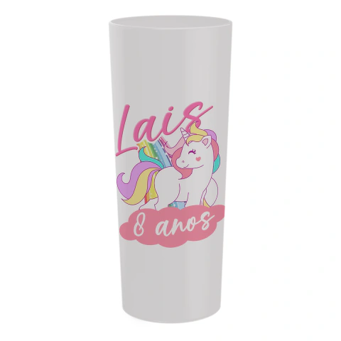 Kit Long Drink Acrílico Tema Unicórnio Aniversário - Personalizado com Nome e Idade