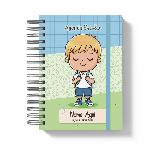 Agenda Escolar Personalizada p/ Menino - Modelo 1 (2027)