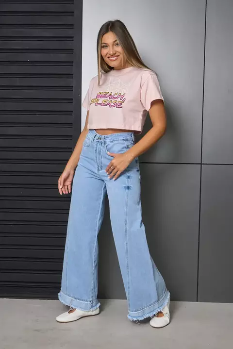 3746 | WIDE LEG CELESTE RIGIDO CON HEBILLA DESFLECADO EN BOTA TIRO MEDIO TALLES 36 AL 46 GORSI - comprar online