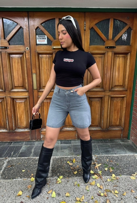 BUENOS AIRES I BERMUDA RIGIDA CENIZA TIRO ALTO TALLES 36 AL 54 ANA CLARA