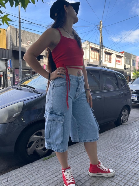 ARGOS | BERMUDA BAGGY CELESTE RIGIDO TALLES 36 AL 54 ANA CLARA