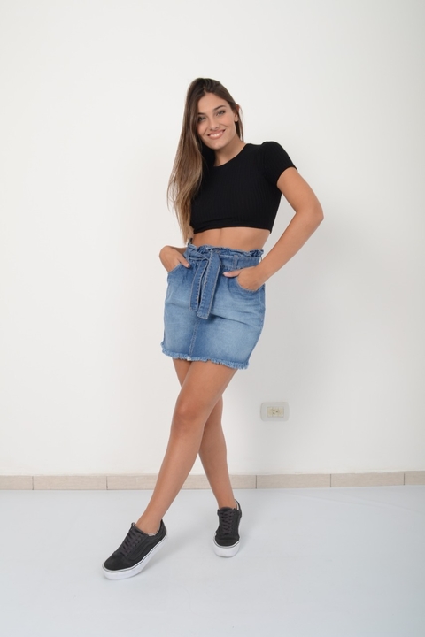 Art. M-20 | Mini Moño Azul Claro desflecado tiro alto talles 38 al 46 andar