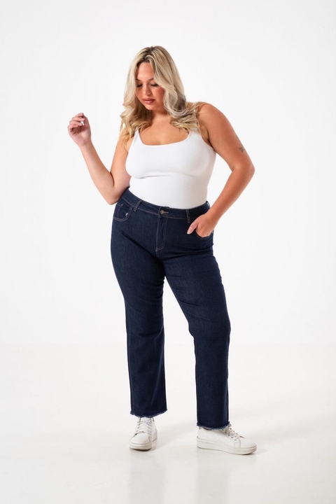 JEAN RECTO DK CELINE AZUL ESTATICO ELASTIZADO TIRO ALTO TALLES 40 AL 54 DEKA