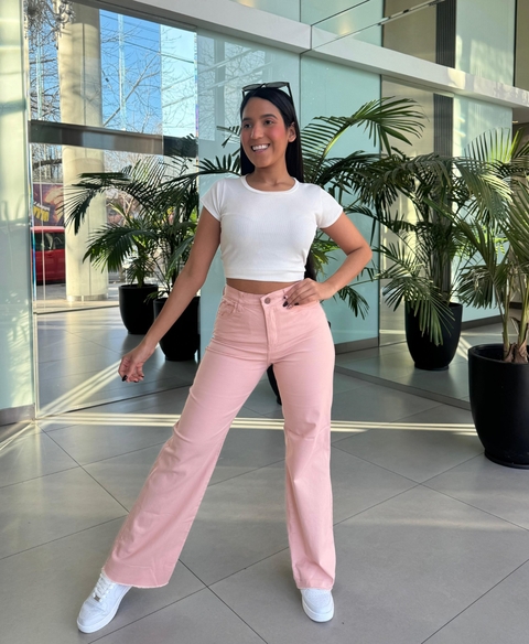 MADISON ROSA | WIDE LEG DESFLECADO ELASTIZADO TIRO ALTO TALLES 36 AL 56 ANA CLARA