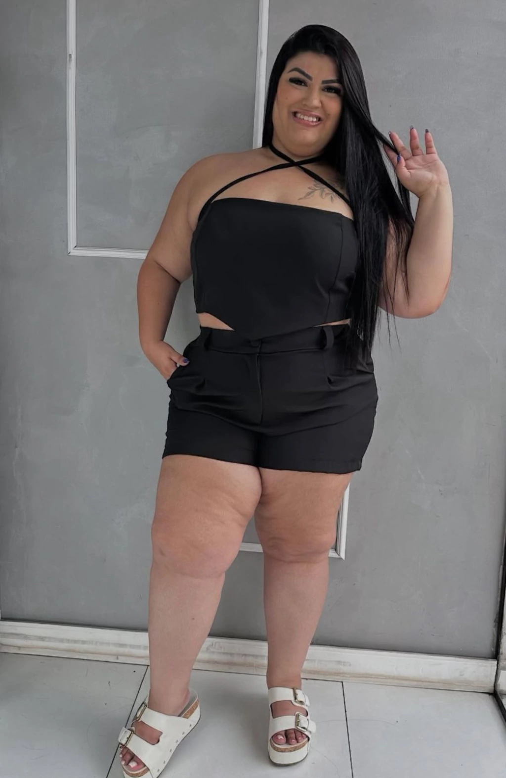 ✨ Conjunto Alfaiataria – Cropped Frente Única + Short ✨