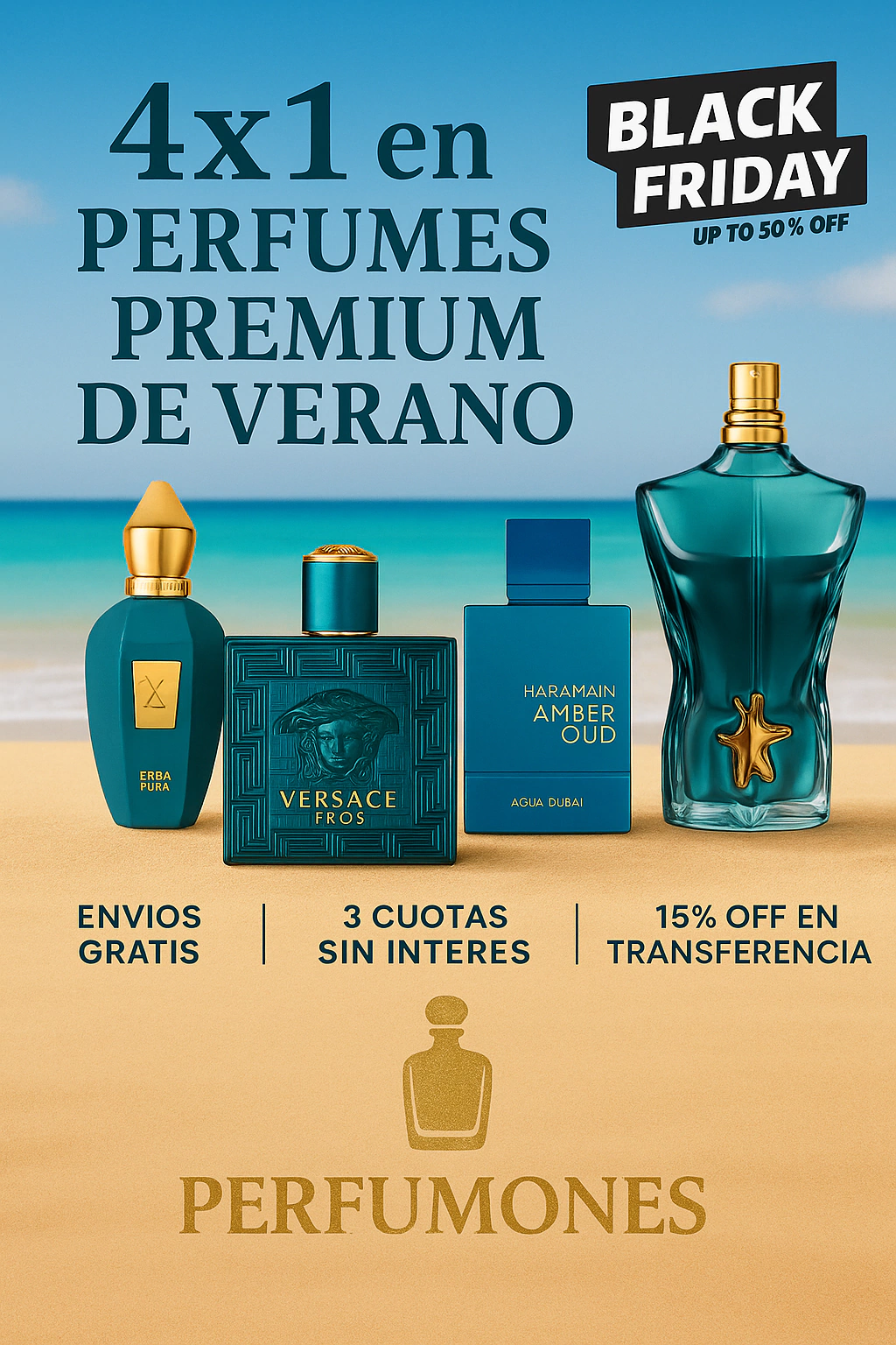 BLACK FRIDAY! 4 X 1 EN PERFUMES DE DISEÑADOR AROMAS FRESCOS! ERBA PURA - AL HARAMAIN - JEAN PAUL - EROS
