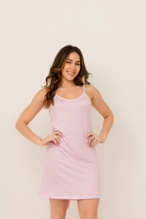 Camisola Xadrez Candy Rosa