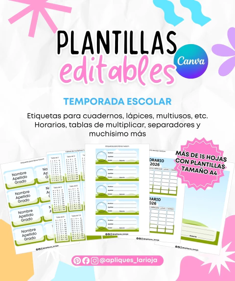 Plantillas Editables - Stickers Escolares