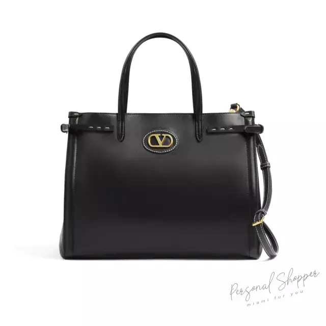 Bolsa Valentino Garavani Antibes Medium Calfskin Shopping Bag 'Black'