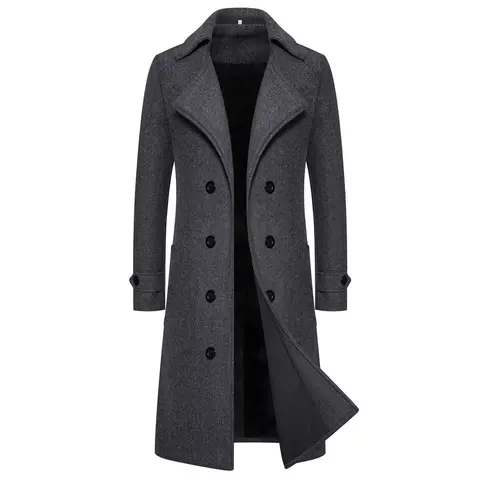 Primavera casacos de lã longos homens moda duplo breasted trench coats outono