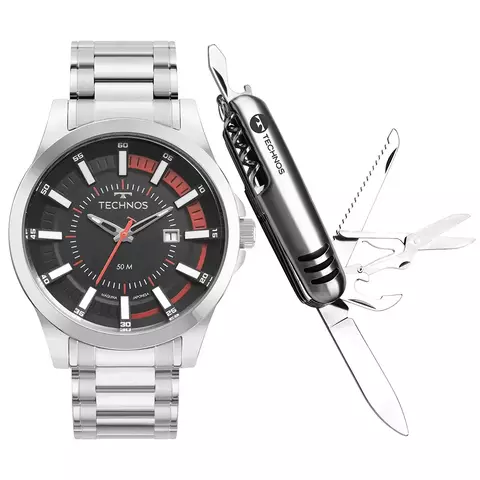 Kit Technos Masculino Racer Basico Prata