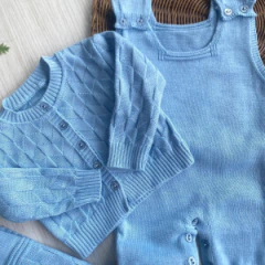 SAIDA DE MATERNIDADE C/BOTAO (AZUL) - comprar online