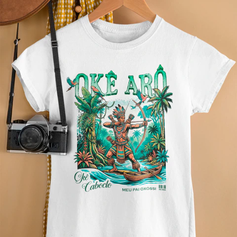 Camiseta Oxóssi Okê Arô Feminina Baby Look - comprar online