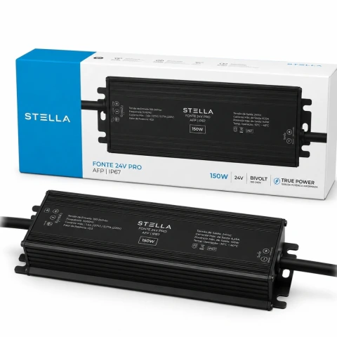 Fonte Driver Slim Pro 150w 24v Stella STL25890 Fita Led IP67