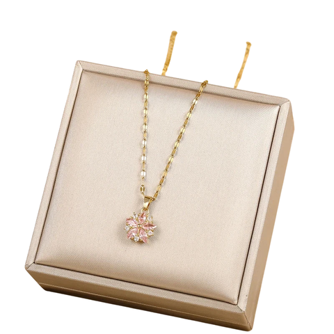 Colares De Aço Inoxidável Com Pingente De Flor