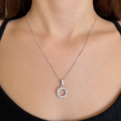 Conjunto Brinco e Colar Círculo Vazado em Prata 925 - comprar online
