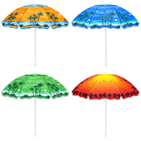 Sombrilla Playera Tropical Estampada 150 cm con Poste Desmontable