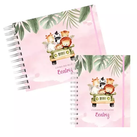 Combo Tesouro - Livro do Bebê + Caderneta de Saúde - Safari rosa - comprar online