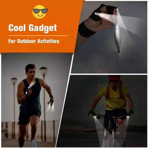 Luva de meio dedo com led para homens e mulheres à prova d'água