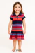 Vestido infantil listrado com gola