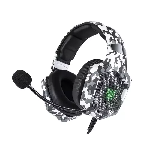 Fone de Ouvido Headset Gamer Onikuma K8 Camuflado Branco Som Potente e Microfone com Redução de Ruído