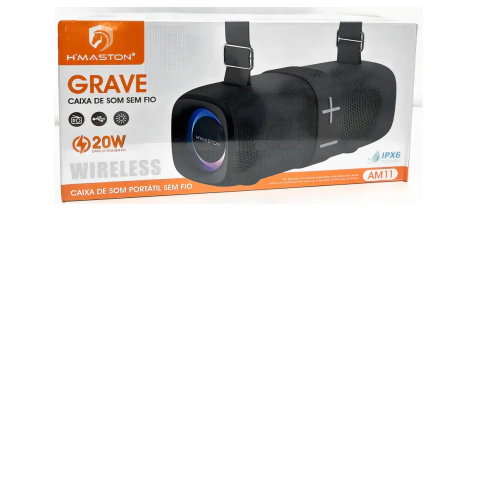 Caixa de Som Bluetooth H'Maston AM11 20W TWS RGB Portátil Preta