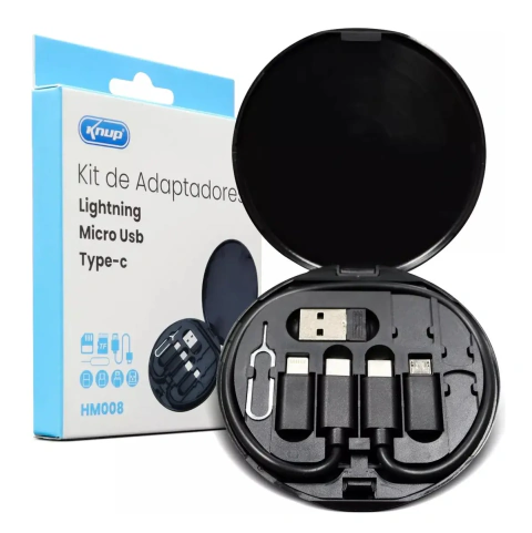 Kit de Adaptadores Knup KP-HM008 USB-C Lightning Micro USB V8