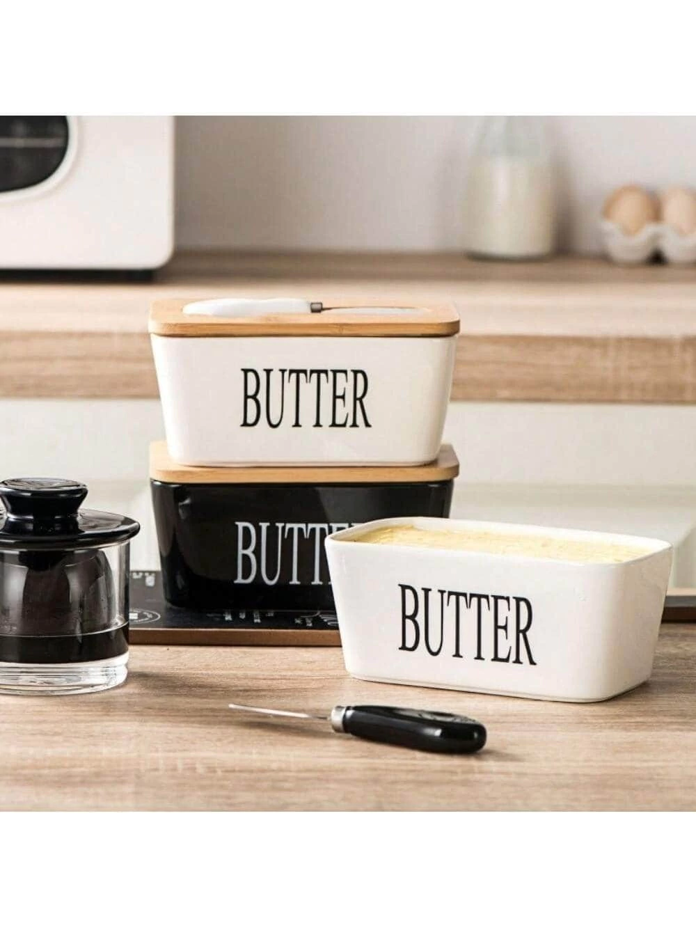 Mantequera de Cerámica con Tapa y Cuchillo - entrega inmediata