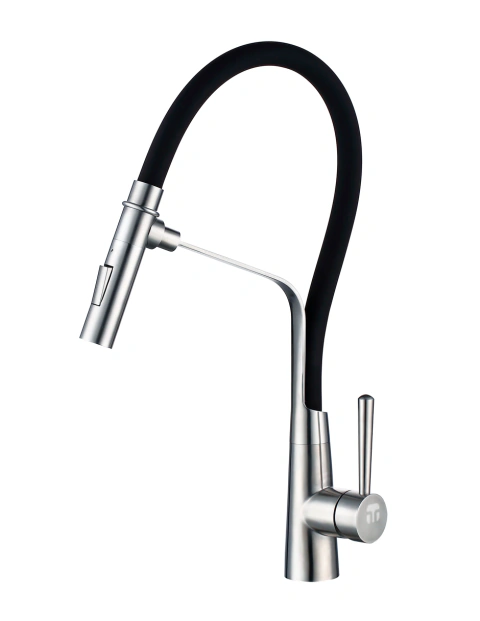 Mezcladora Tecnolam Monomando Flexible Inox Negro TEC996ASS